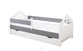 Łóżko dziecięce z szufladą z barierką 160X80 BONNIE biało szary