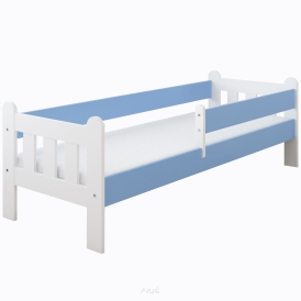 Łóżko dziecięce z barierką 160X80 LEO biało niebieskie