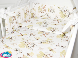 5 el.Pościel do łóżeczka 120x90 dwustronna "KOKARDKA" (kwiat bawełny +biały)