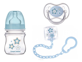 Canpol butelka smoczek łańcuszek Zestaw Newborn (niebieski)
