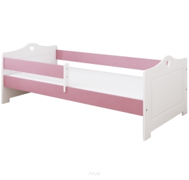 Łóżko dziecięce z barierką 160X80 LUNA biało różowa
