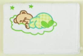 Ręcznik kąpielowy z haftem 55x72 (zielony miś na chmurce)
